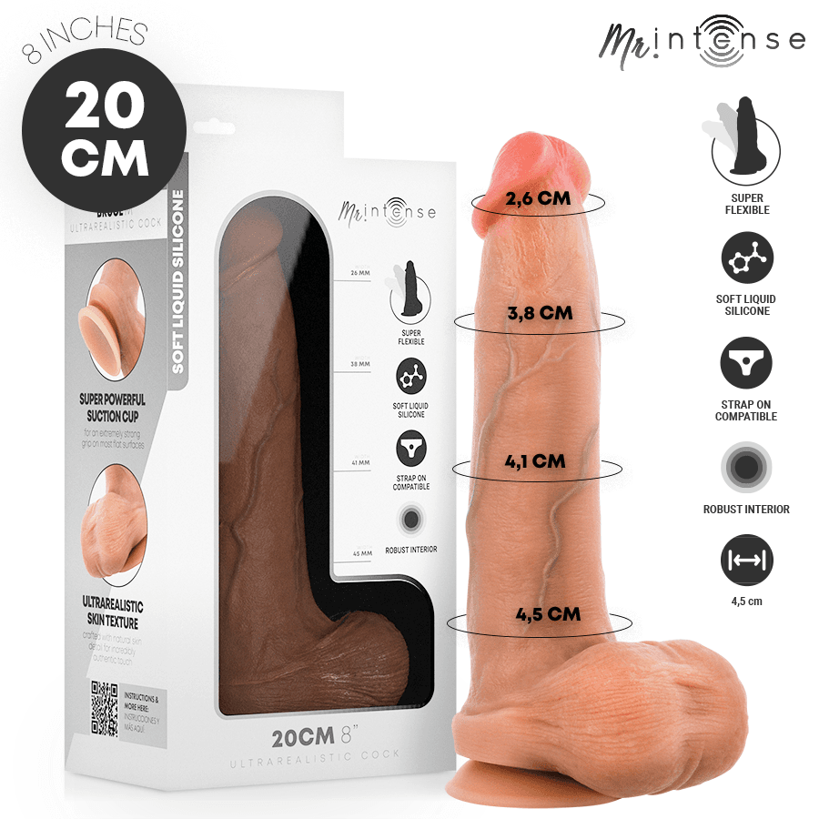 MR INTENSE - BRUCE M SILICONE DILDO WITH TESTICLES 20 CM -Ø- 4.5 CM